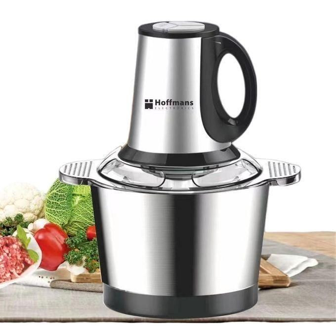 Hoffmans 3 Litre Food Processor Vegetable Chopper Meat Grinder Mincer Fruit Cutter - Silver Green/ Black