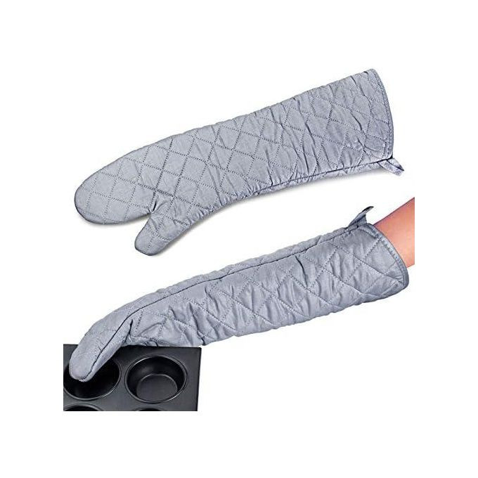 2pcs 23inch 59cm Long Cotton Oven Gloves Heat Resistant Oven Mitts Long Kitchen Glove Baking BBQ Cooking Gloves Utensils -Multicolor