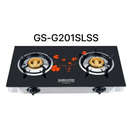 Global Star GAS STOVE COOKER,STAINLESS STEEL,GS-G201SLSS,DOUBLE PLATES,BLACK