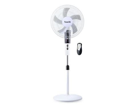 Saachi 16 Inch Stand Fan With Adjustable Height Plastic Blades And A Powerful Motor-White