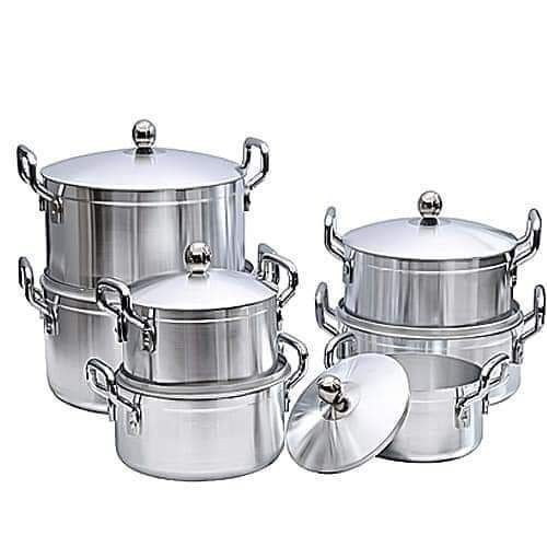 7pcs Stainless Cooking Pots - Silver