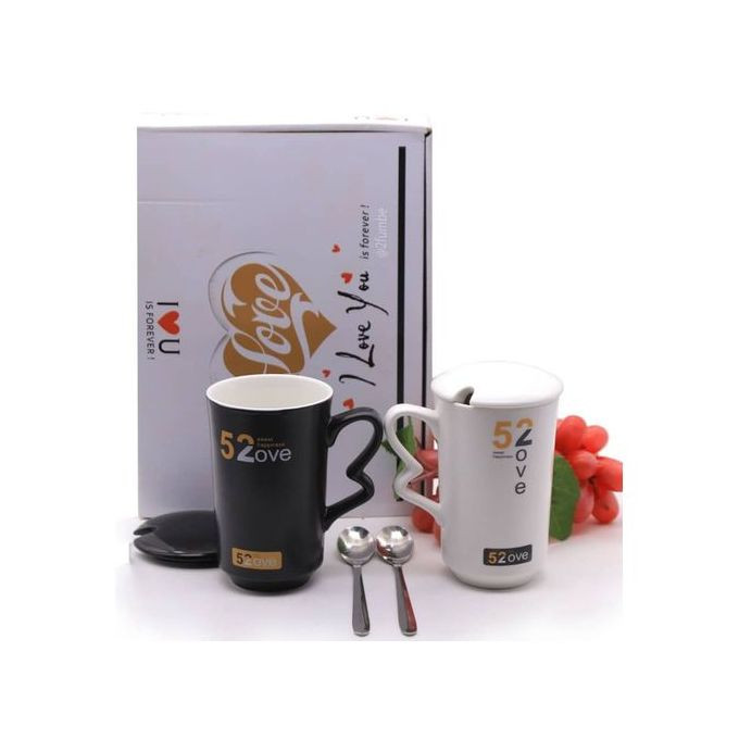 Breakfast Tea Cups Gift Set, 2pcs - White, Black