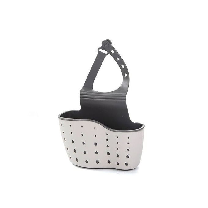 Kitchen Sink Hanging Soap Dish,Sponge Drainer Storage Basket Holder,Cream.
