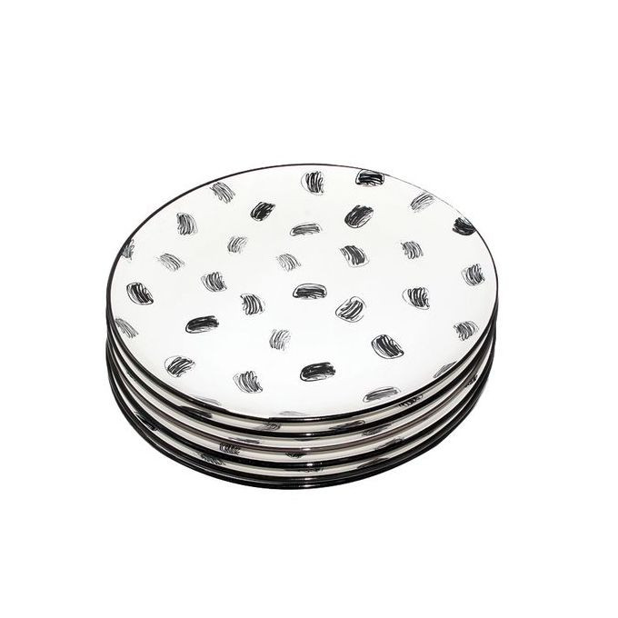 Round Box Design Dinner Plates, 6pcs - White