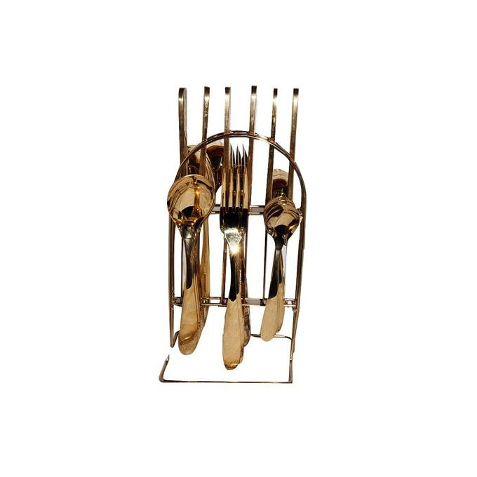 24pcs Cutlery (Forks,Spoons& Knieves) with a Stand - Gold