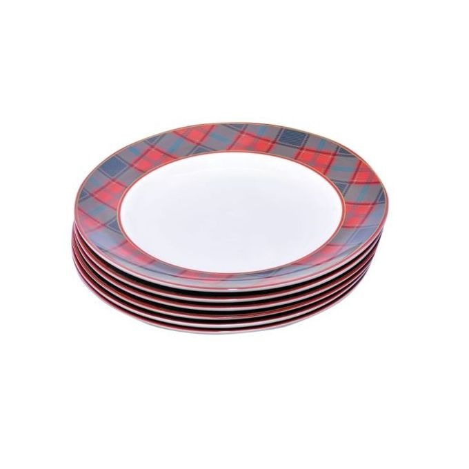 Checked Dinner Plates, 6PCS - White