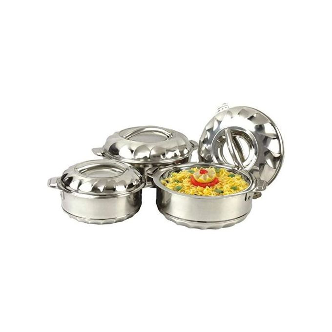 3pc Steel Hot Pots/Dishes - Silver