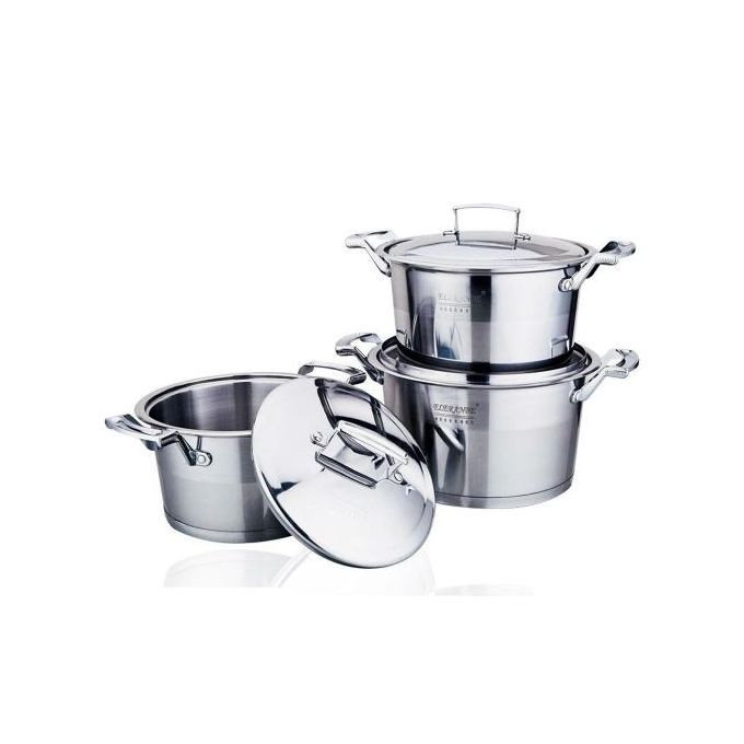 3 Piece Heavy Stainless Steel Saucepans/Cookware - Silver