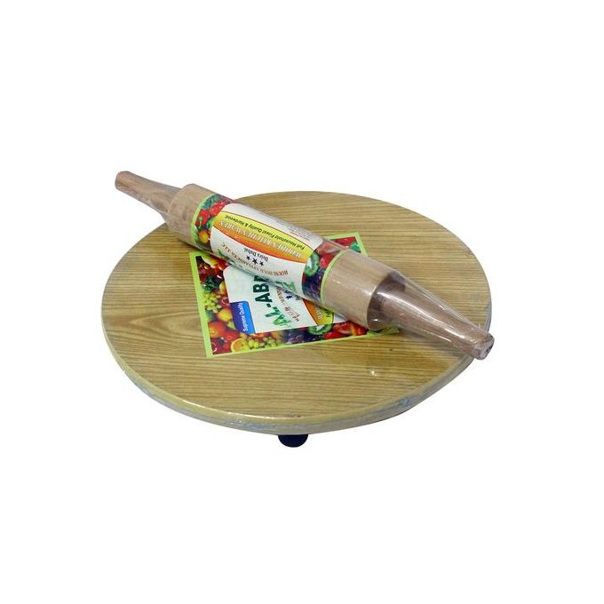 Chapatti Rolling Board Plus Rolling Pin – Brown