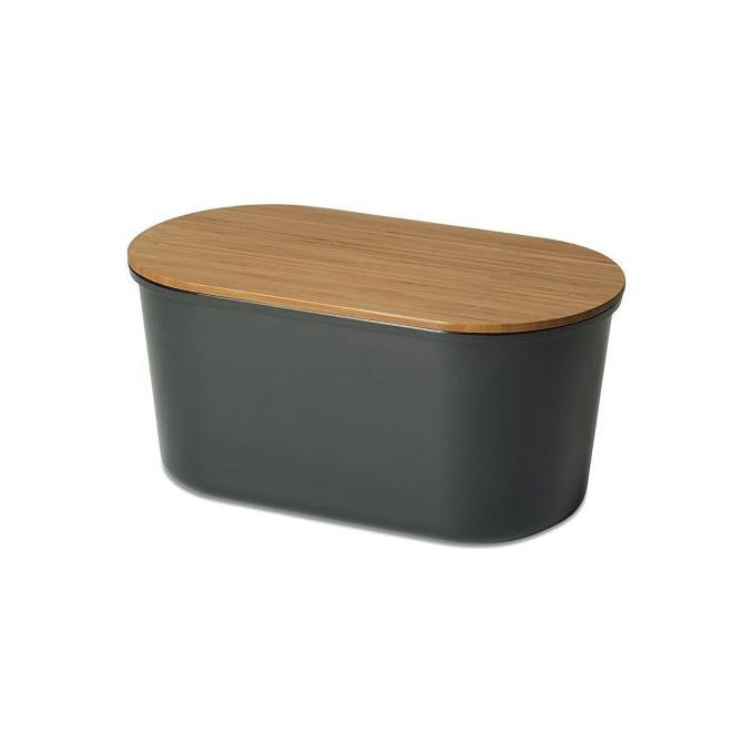 Bamboo Storage Bread Bin And Cutting Board Lid,Grey.