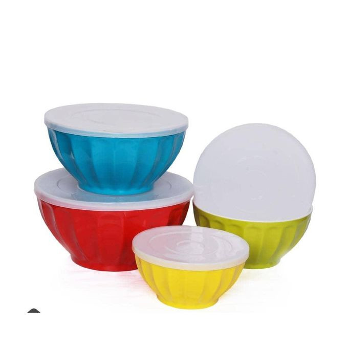 4 Pieces Of Plastic Salad Bowl Set, Mixing Dishes, Multi-Colour HTH