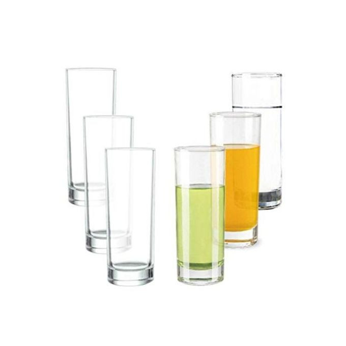 6 Pieces Of Long Plain Water/Juice Glasses-Colorless