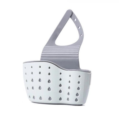 Kitchen Sink Hanging Soap Dish,Sponge Drainer Storage Basket Holder,Grey.