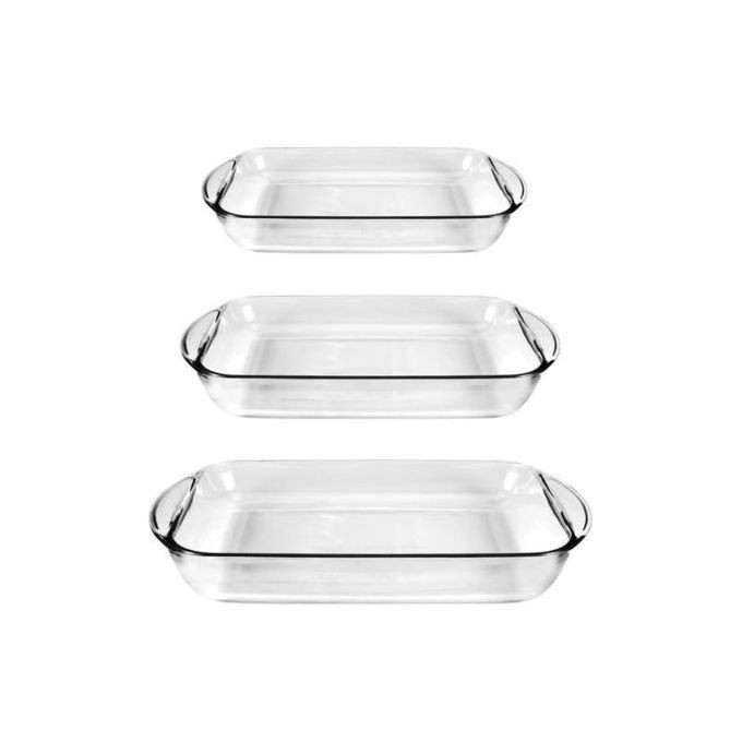 3 Piece Rectangle Glass Bakeware Dishes Microwave Oven Bowls Set-Colorless Pyrex