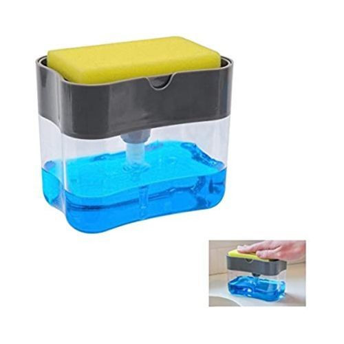Soap Pump Dispenser and Sponge Holder - Grey.