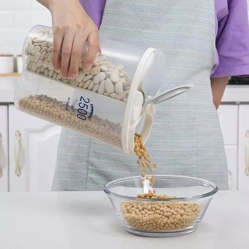2 Section Cereal Food Dispenser Storage Jar Box Container Bin, Colourless.
