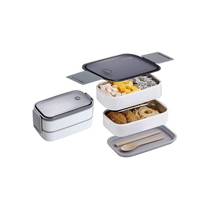 Double-Layer Food Lunch Box, Leakproof Container,Microwave Safe, Color May Vary.