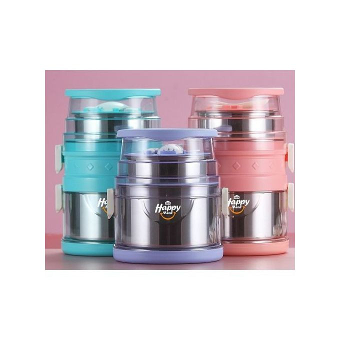 2.1L Preservation Food Lunch Box Container Flask With Spoon and Fork, Color May Vary.