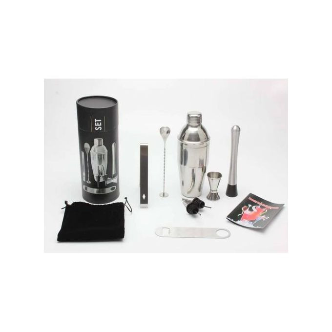 Cocktail Shaker Set, 8 Piece Bartender Drink Mixing Kit-Silver.