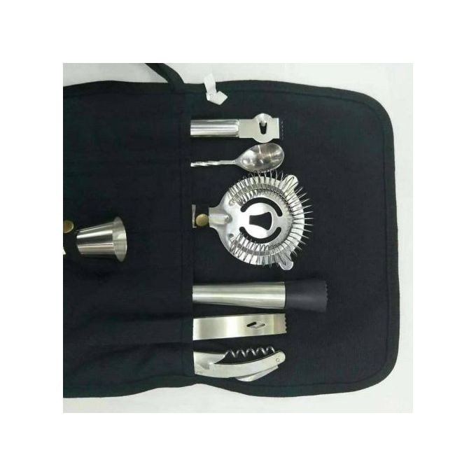 Cocktail Set, 7 Piece Bartender Drink Mixing Kit-Silver.