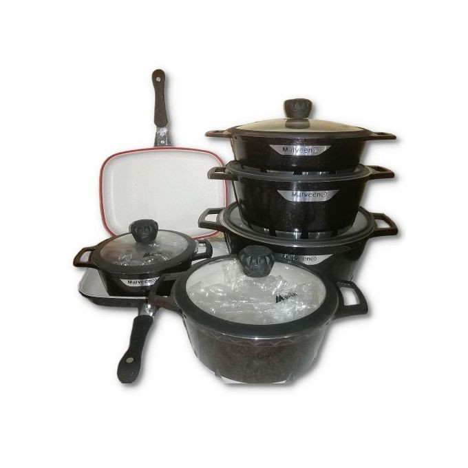 12 Pieces Round Non-Stick Serving Dishes Saucepans Cookware - Maroon. Malveen