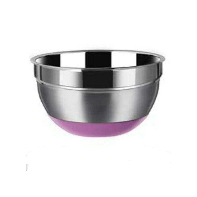 24Cm Kitchen Steel Mixing Bowl For Baking Cooking Salad Fruits- Silver
