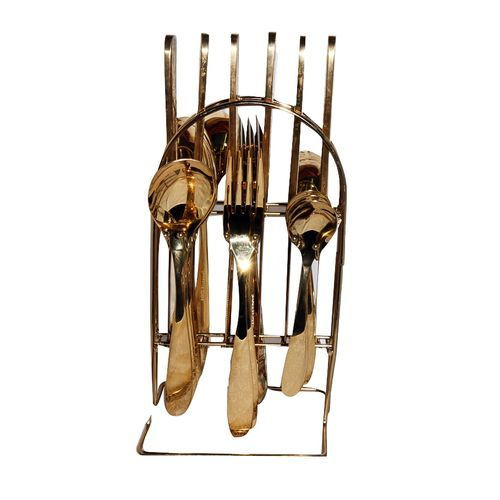 24pcs Cutlery (Forks,Spoons& Knieves) with a Stand - Gold