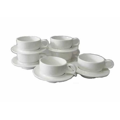 6 Pieces Of Cuppucino Latte Espresso Coffee Cups And 6 Saucers - White.