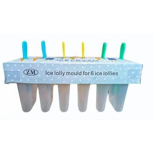 6 Ice Pop Makers, Popsicle Frozen Candy Ice Cream Moulds Tray- Multi-colour .