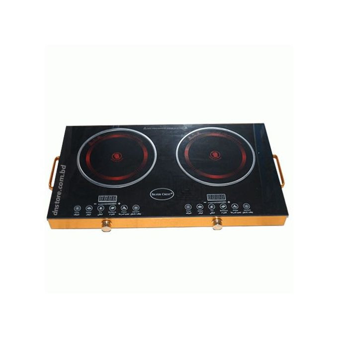 2 Burner Infrared Cooker Hot Plate Stove -Black Silver Crest