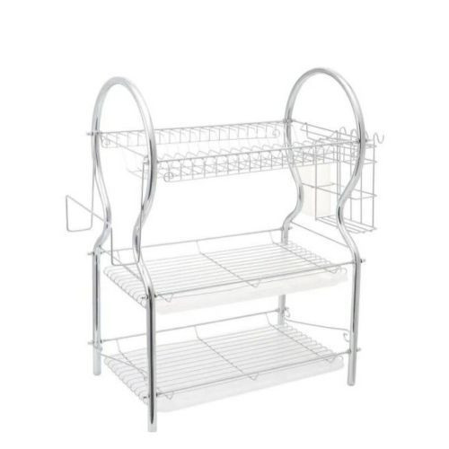 3 Tier Stainless Steel Dish Draining Rack - Silver