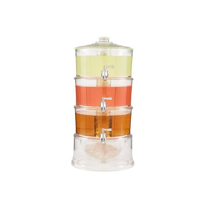 Acrylic 3-Tier Water, Juice Drink Dispenser With Ice Chamber Base-Colorless.