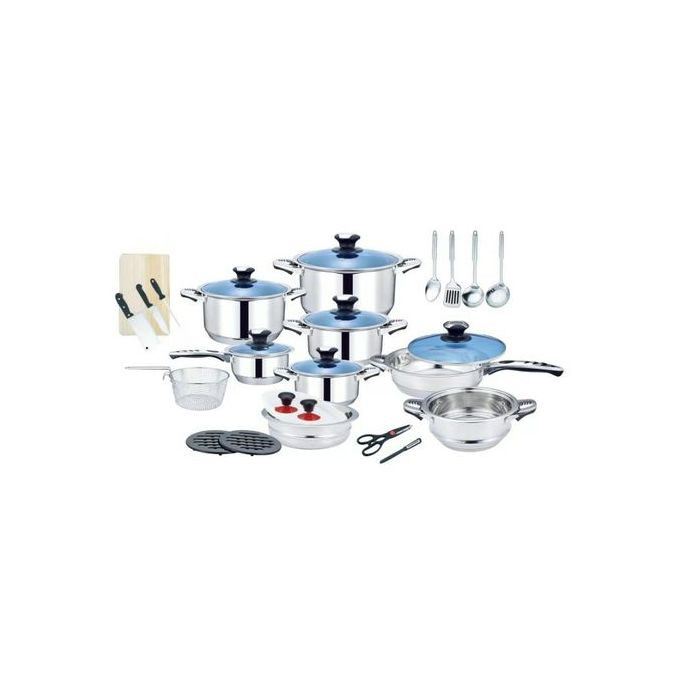 30 Piece Heavy Stainless Steel Saucepans Cookware Pots, Silver.