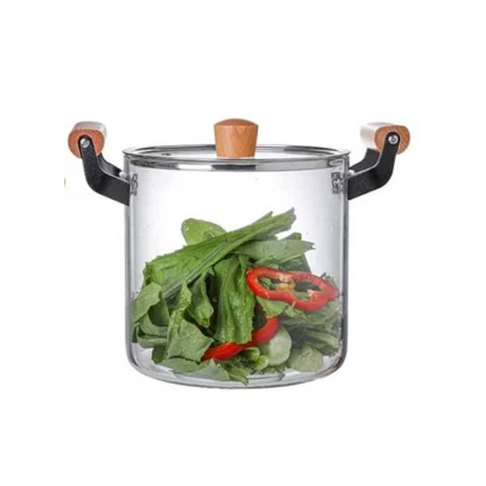 4.5Litre Glass Saucepan with Lid for Cooking Glass Pot Double Handles Stovetop for Cooking Milk, Pasta Baby Food Soup Multi-Purpose Glass Cooking StockPot and Kitchen Glassware Nonstick