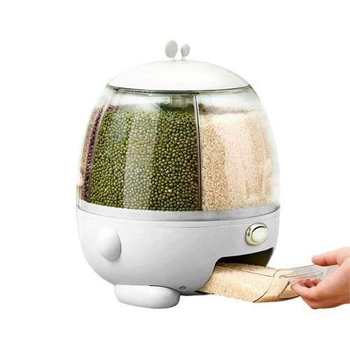 Rotating Food Dispenser - Cereal Containers Storage Airtight - 360° Rotatable Easy Control Dry Food Storage Box For Rice, Beans, Grains, Laundry Scent Beads- White.