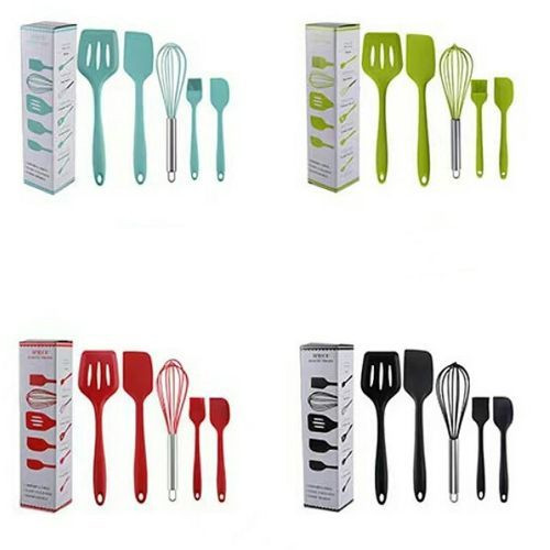 5 Pc Silicone Kitchen Tool Cooking Utensils Serving Spoons Laddle Set -Multi-Colours.