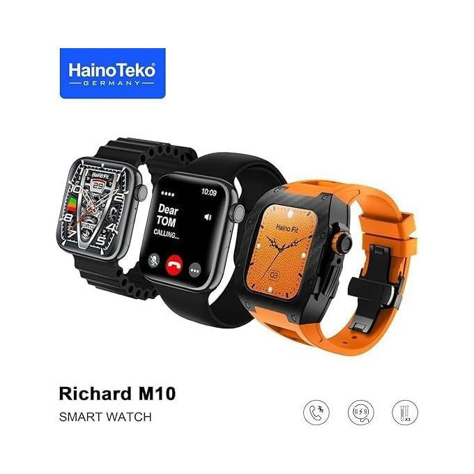 1 Piece Of Richard M10 smart watch with wireless charger 2 pair strap and inbuilt protection case strap for men's and boys -Multicolor Haino teko Germany