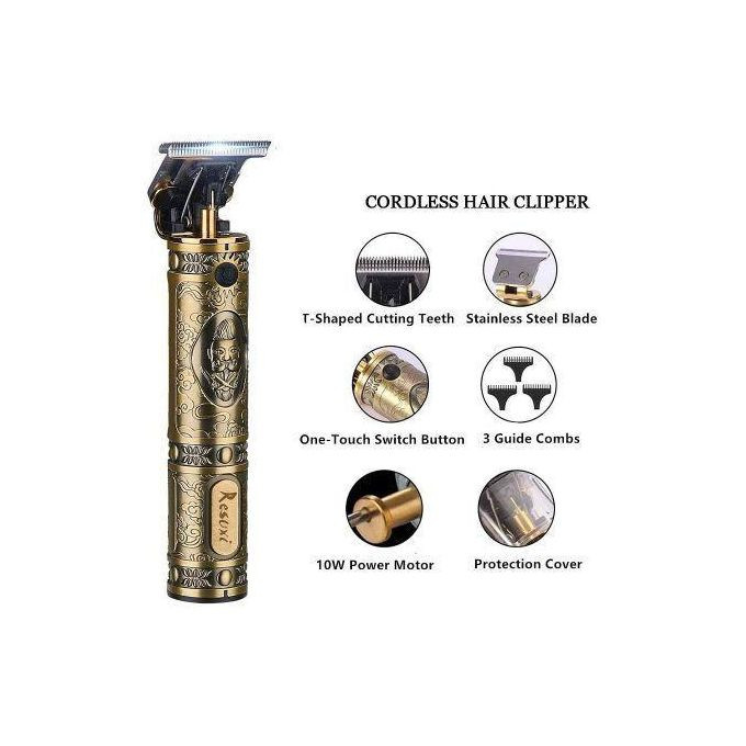 Professional Hair Clipper Grooming Rechargeable Cordless Cutting T-Blade Trimmer Kit-Black.