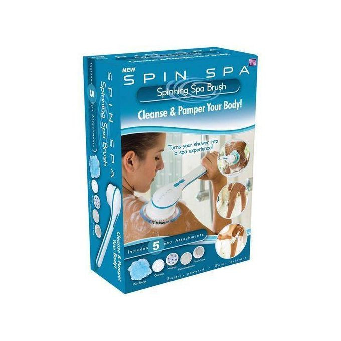 Handheld Messager Spinning Spa Body Brush, White.