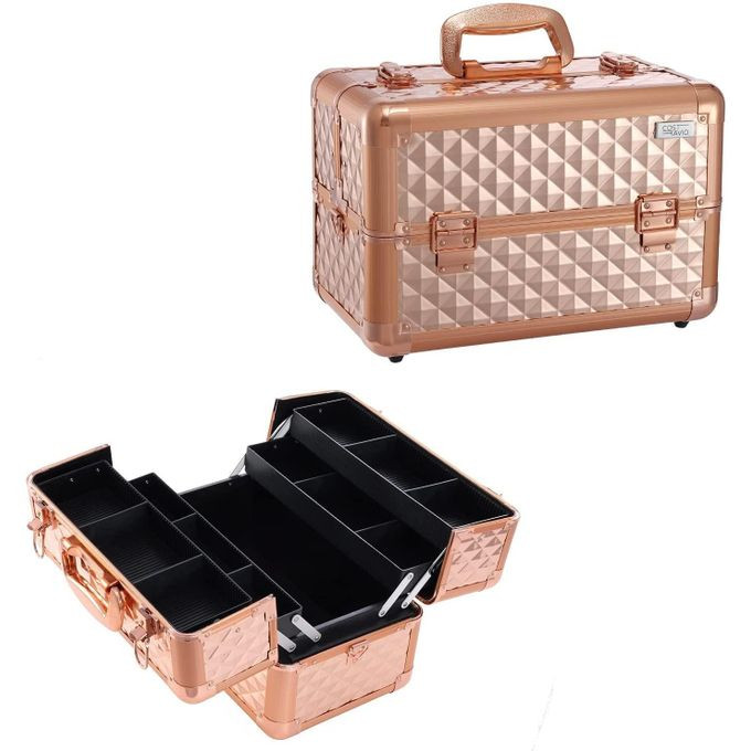 Diamond Cut Professional Beauty Makeup Cosmetic Vanity Case Box - Multicolor