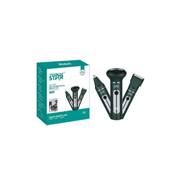 3 in 1 Rechargeable Detachable Magnetic T-Blade Hair Clipper Nose Trimmer With Guide Comb Small Brush Oil Bottle - Green Winningstar