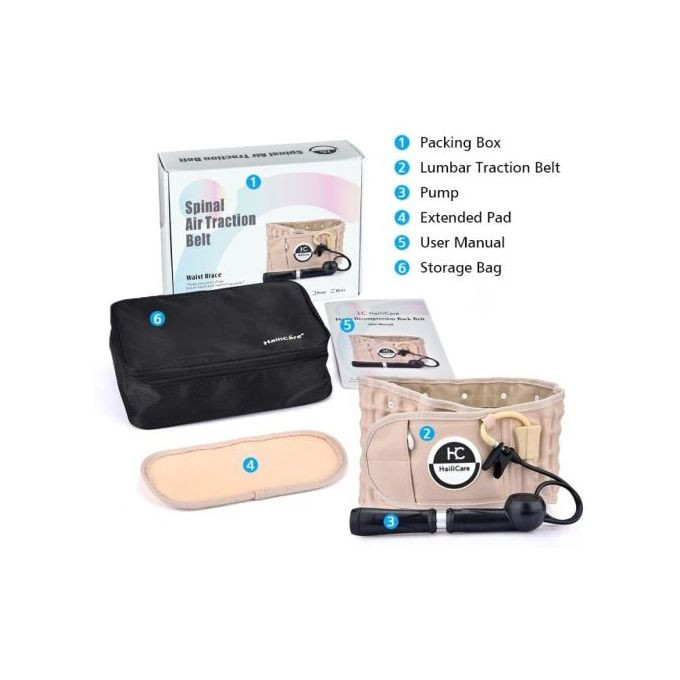Spinal Air Traction Belt for Lower Back Pain Relief, Back Support & Lumbar Traction Belt-Black. Hailicare
