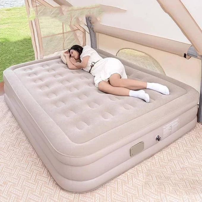 190x99x40cm Double Portable Mountain Air Mattress with Built-in Pump Double Height Inflatable Mattress -Multicolor