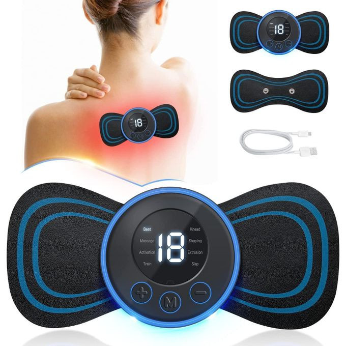 Body Massager,Wireless Portable Neck Massager with 8 Modes and 19 Strength Levels Rechargeable Pain Relief EMS Massage Machine for Shoulder,Arms,Legs,Back Pain for Men and Women- Black