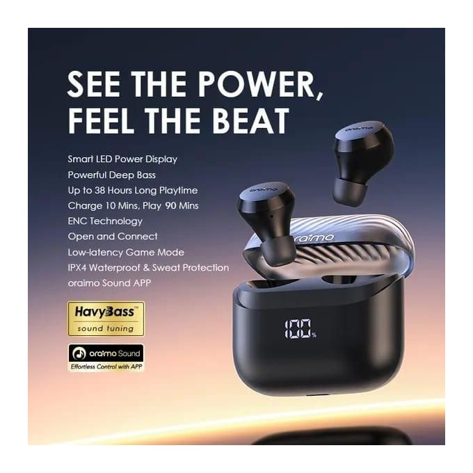 OTW-340 AirBuds 4 ENC True Wireless Earbuds- Black oraimo