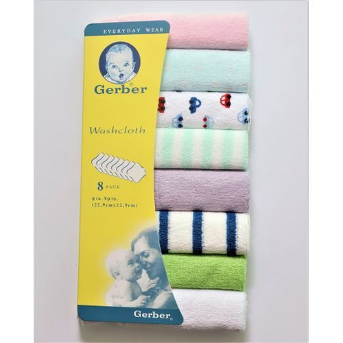 New Set Of 8 Baby Wash Cloths - Multi-Color