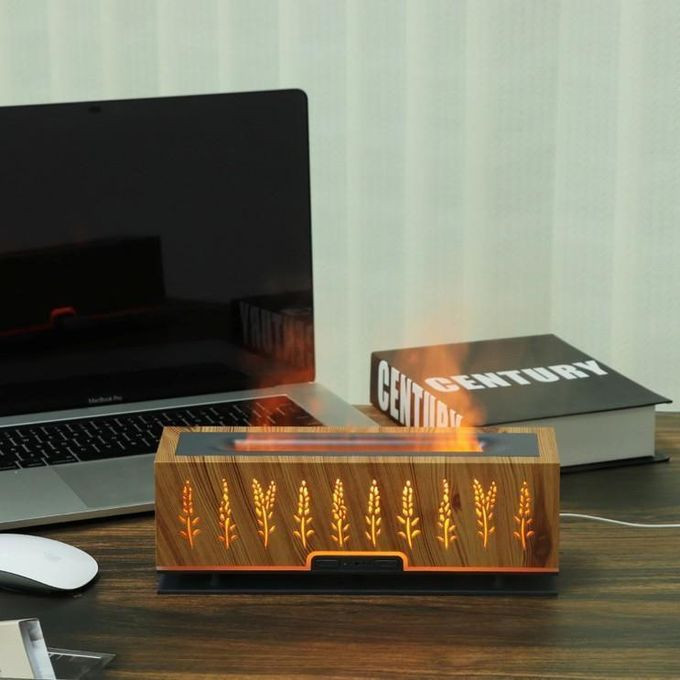 Ankrs Cornerstone Grain Flame Essential Oil Diffusers, 200ml Aromatherapy Humidifier Ultrasonic Cool Mist Maker Fogger LED Flame Lamp With 2 Light Modes & 4 Timer Options, Waterless Auto Off Air Diffuser For Home Bedroom Office- Multicolor