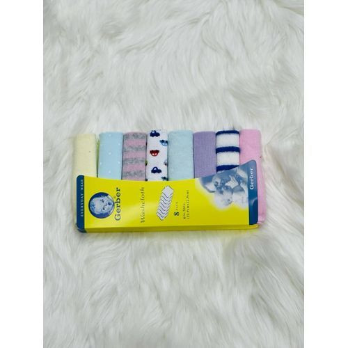 Set Of 8 Baby Wash Cloths - Multi-Color.