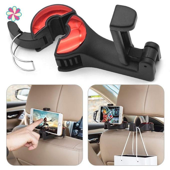 2 in 1 Car Headrest Hidden Hook,2023 New 2 in 1 Car Seat Hooks with Phone Holder,Universal 360°Rotation Headrest Hooks Purse Holder for Car, Bag, Groceries (2PCS)