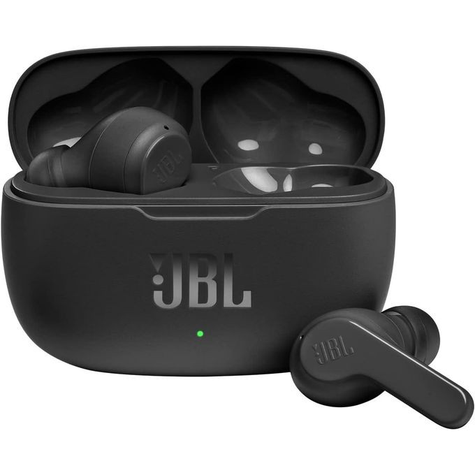 Wave 200TWS Wireless In-Ear Headphones - Bluetooth headphones with Deep Bass Sound and IPX2 water resistance, complete with charging case. Jbl